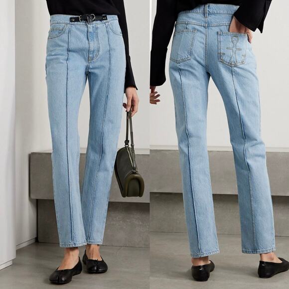 JW Anderson Padlock Jeans NEW Blue Wash Denim Padlock Detail Waist Slim Fit L - Picture 1 of 8